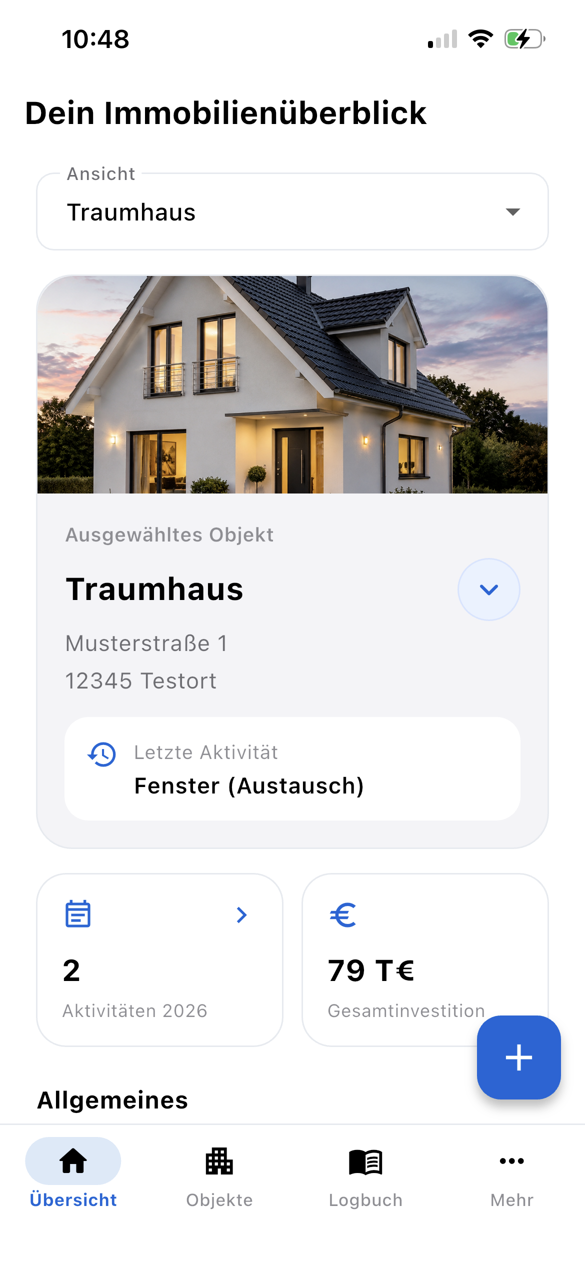 Objektübersicht in der ImmoLog App